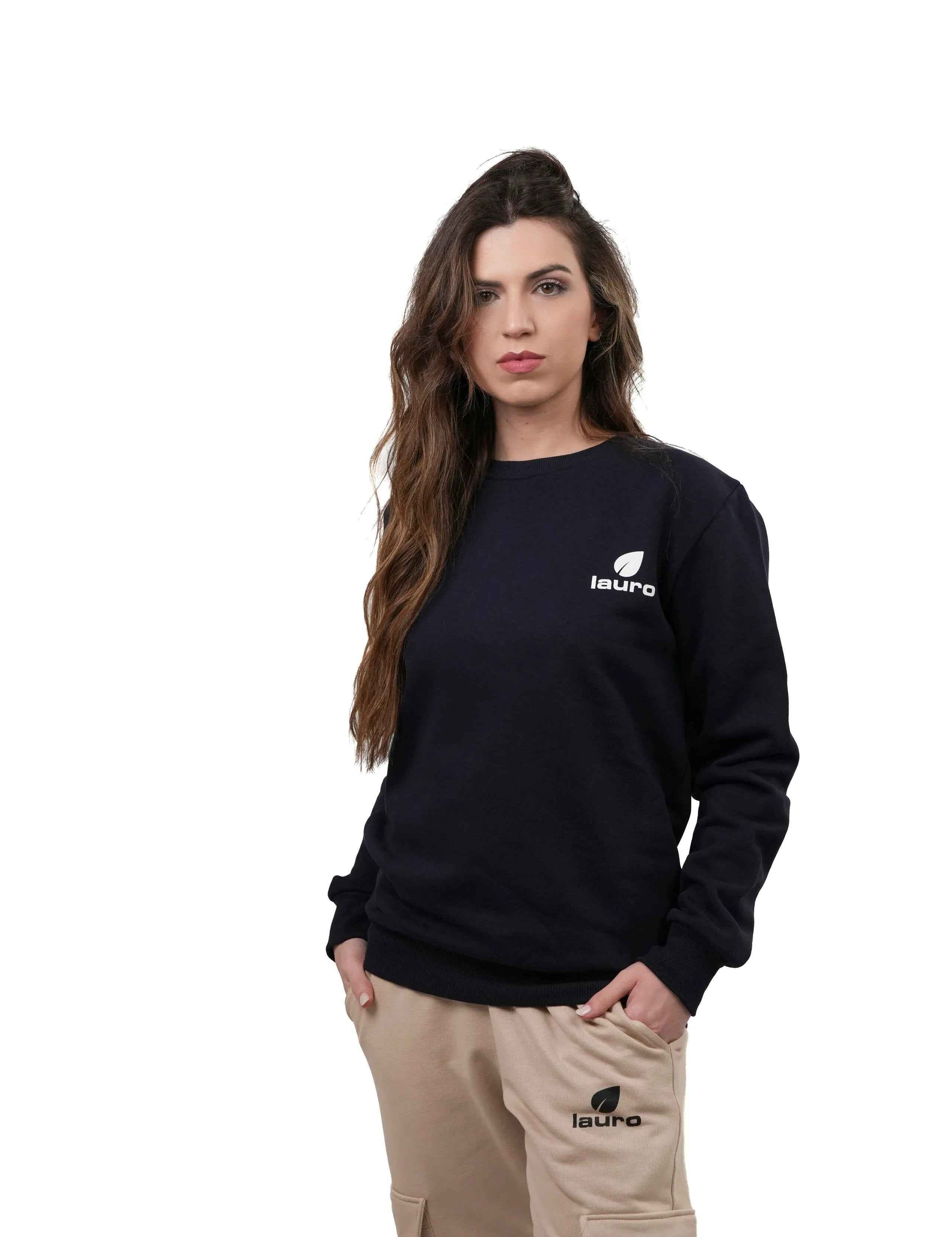 Felpa Girocollo Donna Premium Cotone 300 GSM – Essential LS-6000 - Lauro Sport