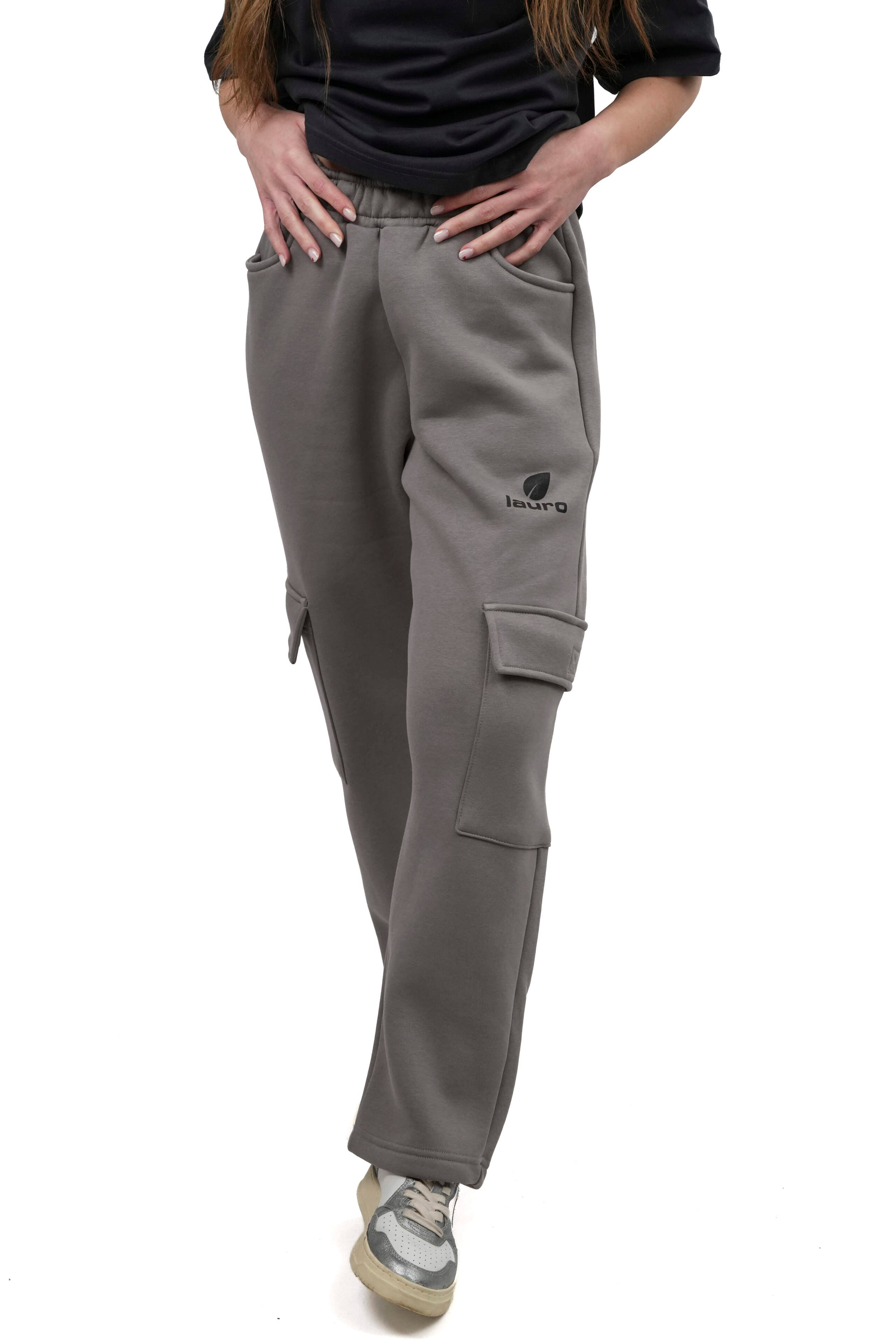 Pantaloni Donna Cargo Oversize in Felpa con Tasche Laterali LS-YU0907 - Lauro Sport